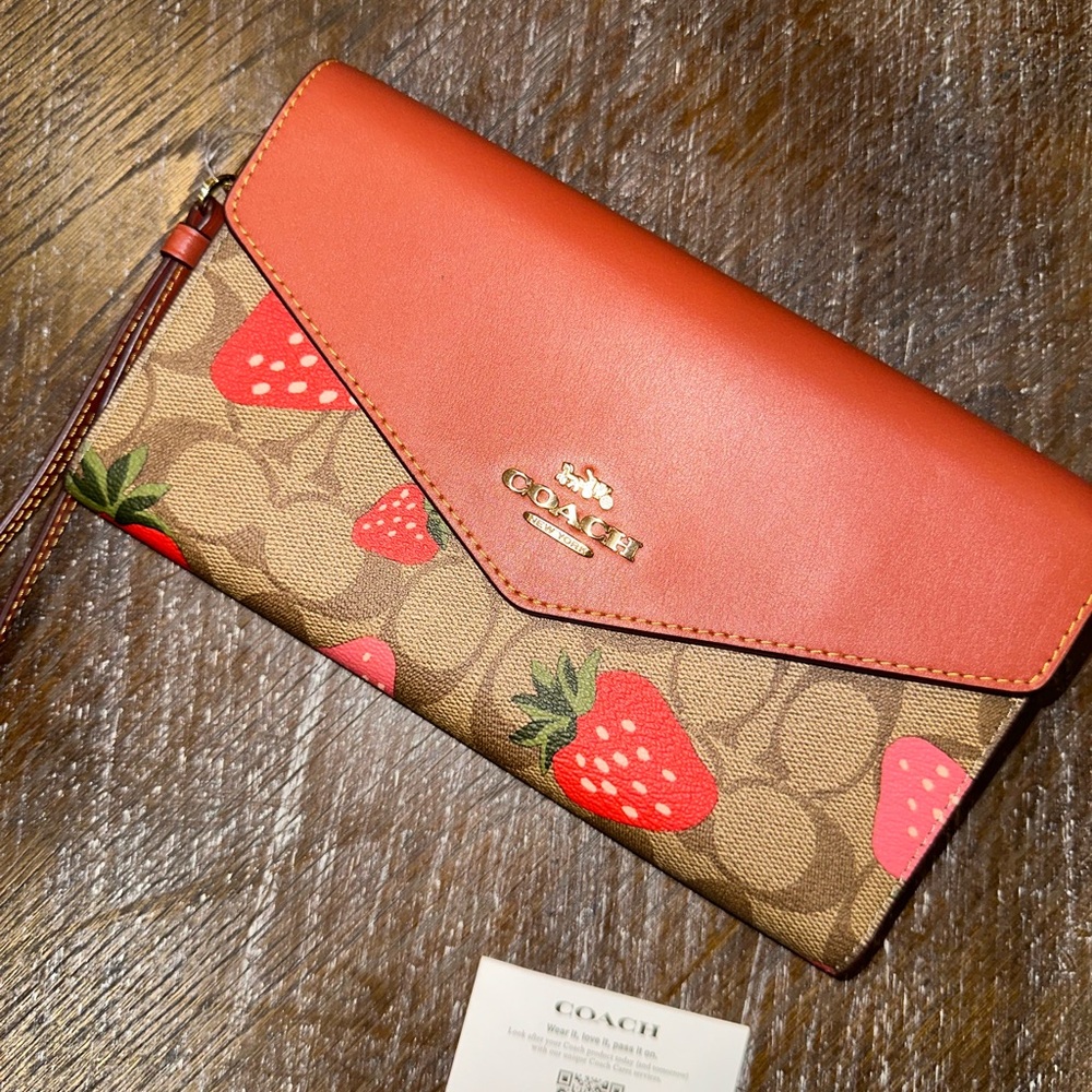 Coach Strawberry Print Wristlet